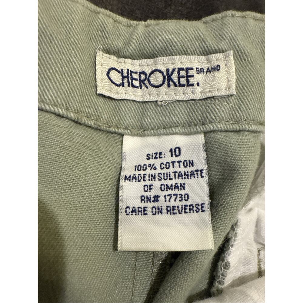 Women's Cherokee Cargo Cropped Light Green Khaki Cotton Pants Size 10 - Picture 6 of 10